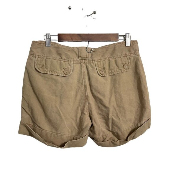 Banana Republic Womens Tan Linen Cotton Pockets Cuffed Mid Rise Shorts Size 6 - Picture 10 of 10